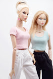 C068 Handmade Rib Knit Doll Tank Top/T-shirt For 12" Fashion Dolls Like Poppy Parker Fashion Royalty NF Doll