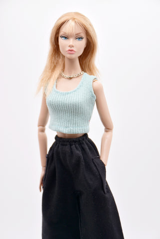 C068 Handmade Rib Knit Doll Tank Top/T-shirt For 12" Fashion Dolls Like Poppy Parker Fashion Royalty NF Doll