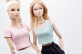 C068 Handmade Rib Knit Doll Tank Top/T-shirt For 12" Fashion Dolls Like Poppy Parker Fashion Royalty NF Doll