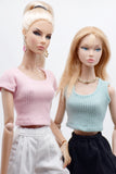 C068 Handmade Rib Knit Doll Tank Top/T-shirt For 12" Fashion Dolls Like Poppy Parker Fashion Royalty NF Doll