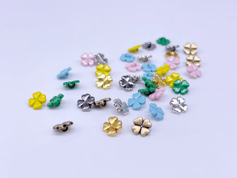 B064 Four Leaf Lucky Clover 6mm Buttons Shank Buttons Micro Mini Buttons Tiny Buttons Doll Sewing Craft Supplies