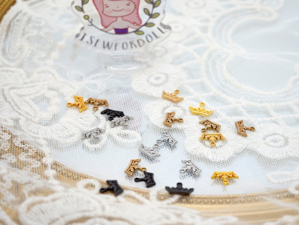 B027 Light Gold / Gold / Silver / Dark Gun Color Crown Charm 12x9mm Doll Clothes Sewing Craft Supply For 12" Fashion Dolls Blythe BJD