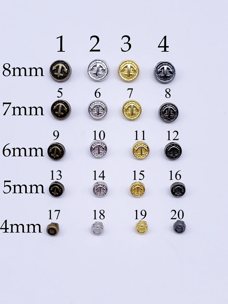B062 4mm/5mm/6mm/7mm/8mm Micro Mini Buttons Anchor Style Shank Buttons ...
