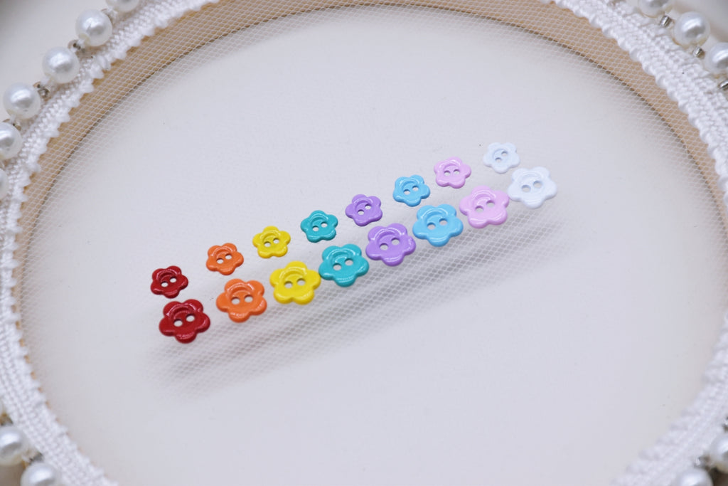 B264 Metal 6mm 8mm Flower 2 Hole Buttons Micro Mini Buttons Tiny Butto ...