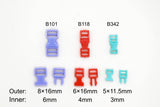 B342 Multi Colors Cute 5×11.5mm Mini Side Release Plastic Buckles Doll Sewing Supplies 4 Pairs