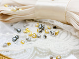 B349 Heart Shape Metal Shank Buttons with Pearl | 4mm & 5mm Micro Sizes | for 12" Doll Clothes Like FR, Blythe, BJD