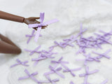 W037 Ribbed Ribbon Purple Handmade Bow Tie Decor Sewing Craft Doll Clothes Making Sewing Supply Accessories