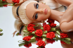 W041 Tiny 2cm Satin Vintage Ribbon Rose Flower Decor Sewing Craft Doll Clothes Making Sewing Supply Accessories