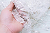 F063 Gorgeous Beads Sequin Lace Fabric 60×45cm Doll Sewing Craft Doll Clothes Making Sewing Supply