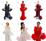 C003 Mesh Nightgown & Faux Fur Edge Robe – Handmade Doll Clothes for 12" Fashion Dolls Like Poppy Parker, Fashion Royalty, NuFace