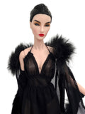 C003 Mesh Nightgown & Faux Fur Edge Robe – Handmade Doll Clothes for 12" Fashion Dolls Like Poppy Parker, Fashion Royalty, NuFace