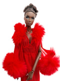 C003 Mesh Nightgown & Faux Fur Edge Robe – Handmade Doll Clothes for 12" Fashion Dolls Like Poppy Parker, Fashion Royalty, NuFace