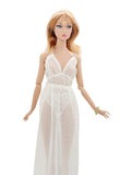 C003 Mesh Nightgown & Faux Fur Edge Robe – Handmade Doll Clothes for 12" Fashion Dolls Like Poppy Parker, Fashion Royalty, NuFace