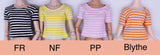 C006 Handmade Stripe Doll Clothes T-shirt Top For 12" Dolls Like Fashion Royalty Nu face Poppy Parker Blythe Azone Momoko