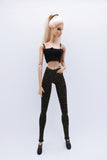 C013A Metallic Glimmer Gold/Black Handmade Doll Leggings For 12" Fashion Dolls Like Poppy Parker Fashion Royalty NF Doll