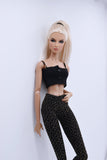 C013A Metallic Glimmer Gold/Black Handmade Doll Leggings For 12" Fashion Dolls Like Poppy Parker Fashion Royalty NF Doll