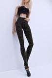 C013A Metallic Glimmer Gold/Black Handmade Doll Leggings For 12" Fashion Dolls Like Poppy Parker Fashion Royalty NF Doll