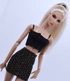 C013B Metallic Glimmer  Handmade Mini Skirt For 12" Fashion Dolls Like Poppy Parker Fashion Royalty NF Doll