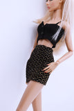 C013B Metallic Glimmer  Handmade Mini Skirt For 12" Fashion Dolls Like Poppy Parker Fashion Royalty NF Doll