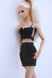 C013B Metallic Glimmer  Handmade Mini Skirt For 12" Fashion Dolls Like Poppy Parker Fashion Royalty NF Doll