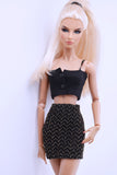 C013B Metallic Glimmer  Handmade Mini Skirt For 12" Fashion Dolls Like Poppy Parker Fashion Royalty NF Doll