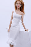 C014 Handmade One Piece Off The Shoulder Dress / Shrug Top Doll Clothes  For 12" Fashion Dolls Like Poppy Parker Fashion Royalty NF Doll