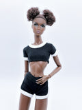 C015 Handmade Sporty Crop Top And Shorts  Set Doll Clothes For 12" Dolls like Fashion Royalty Poppy Parker Fashion Royalty NF