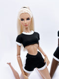 C015 Handmade Sporty Crop Top And Shorts  Set Doll Clothes For 12" Dolls like Fashion Royalty Poppy Parker Fashion Royalty NF