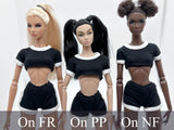 C015 Handmade Sporty Crop Top And Shorts  Set Doll Clothes For 12" Dolls like Fashion Royalty Poppy Parker Fashion Royalty NF