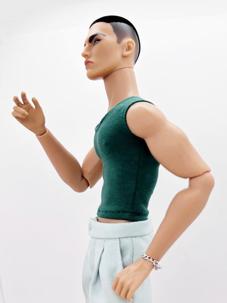 C018A  Handmade Male Dolls Tank Top T-shirt  For 12" Fashion Male Doll Figure FR Homme Fashion Royalty Nu Face