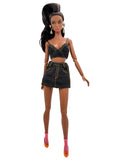 C025 Denim Bra Top – 1.5mm Thin Straps, Lined – Handmade for 12" Fashion Dolls Like Fashion Royalty, Poppy Parker, Nu Face Doll