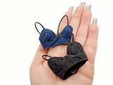 C025 Denim Bra Top – 1.5mm Thin Straps, Lined – Handmade for 12" Fashion Dolls Like Fashion Royalty, Poppy Parker, Nu Face Doll