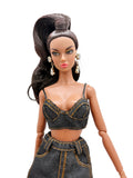 C025 Denim Bra Top – 1.5mm Thin Straps, Lined – Handmade for 12" Fashion Dolls Like Fashion Royalty, Poppy Parker, Nu Face Doll