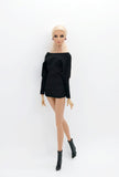 Handmade Ribbed Doll Dress, Batwing Sleeve Off Shoulder Mini Dress for 12 Inch Fashion Dolls Like Fashion Royalty Poppy Parker Nu Face