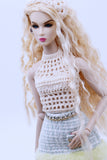 C030 Handmade Crochet Crop Top Doll Accessories For 12" Fashion Dolls Like Fashion Royalty Poppy Parker