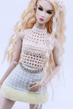 C030 Handmade Crochet Crop Top Doll Accessories For 12" Fashion Dolls Like Fashion Royalty Poppy Parker