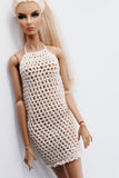 C032 Handmade Crochet Beach Dress Cover Up Doll Clothes For 12" Fashion Dolls Like Fashion Royalty Poppy Parker