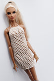 C032 Handmade Crochet Beach Dress Cover Up Doll Clothes For 12" Fashion Dolls Like Fashion Royalty Poppy Parker