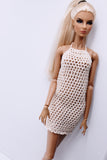 C032 Handmade Crochet Beach Dress Cover Up Doll Clothes For 12" Fashion Dolls Like Fashion Royalty Poppy Parker