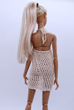C032 Handmade Crochet Beach Dress Cover Up Doll Clothes For 12" Fashion Dolls Like Fashion Royalty Poppy Parker