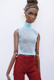 C041 Handmade Mesh Turtle Neck T-shirt Tank Top For 12" Dolls Like Fashion Royalty Nu face Poppy Parker Blythe Azone Momoko