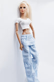 C045  Handmade Short Sleeve Yoga Sport Crop Top For 12" Fashion Dolls Like Poppy Parker Fashion Royalty NF Doll