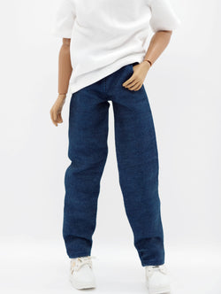 C052  Handmade Denim Straight Jeans Male Doll Pants For 12" Fashion Male Doll Figure FR Homme Fashion Royalty Nu Face