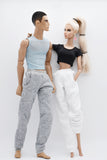 C053  Handmade Black Sweatpants Male Doll Pants For 12" Fashion Male Doll Figure FR Homme Fashion Royalty Nu Face