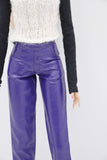 C058 Handmade Faux Leather PU Straight Pants Doll Clothes Doll Pants Bottom For 12" Fashion Dolls Like FR NF Poppy Parker