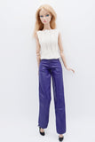 C058 Handmade Faux Leather PU Straight Pants Doll Clothes Doll Pants Bottom For 12" Fashion Dolls Like FR NF Poppy Parker