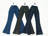 C061 Handmade Flare Jeans With Spilt Denim Doll Clothes Doll Pants Bottom For 12" Fashion Dolls Like FR NF Poppy Parker