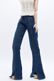 C061 Handmade Flare Jeans With Spilt Denim Doll Clothes Doll Pants Bottom For 12" Fashion Dolls Like FR NF Poppy Parker