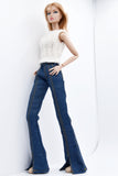 C061 Handmade Flare Jeans With Spilt Denim Doll Clothes Doll Pants Bottom For 12" Fashion Dolls Like FR NF Poppy Parker