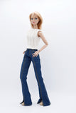 C061 Handmade Flare Jeans With Spilt Denim Doll Clothes Doll Pants Bottom For 12" Fashion Dolls Like FR NF Poppy Parker